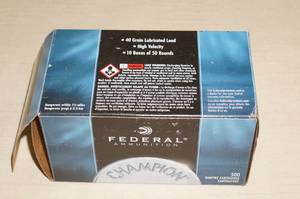 lot 77 image: Box of 500 Federal Champion .22 LR 40 Gr Ammo
