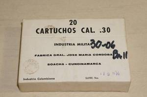 lot 83 image: Box of 20 Colombian .30-06 Ball Ammo