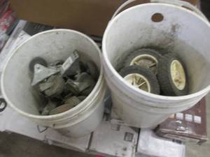 lot 37 image: Bucket of Small Wheels, Bucket of A...