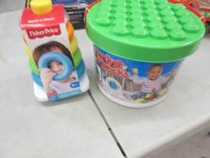 lot 46 image: Fisher Price Rock A Stack, Bucket o...