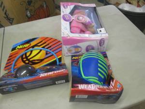 lot 166 image: Nerf Football, Nerfoop, Baby Doll...