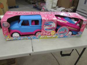 lot 277 image: Fashion Doll SUV & Boat Set...
