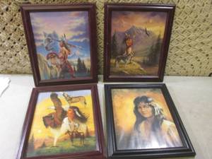 (D-3) 4 Framed Native American Prin...