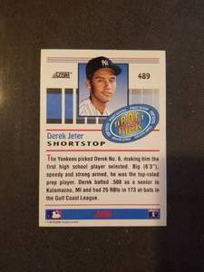 lot 5 image: DEREK JETER ROOKIE 1993 Score Draft Pick Card #489