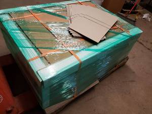 lot 7 image: Pallet of Cardboard-style FoldersBinders Flats - Scored Blanks ready for injection mold plastic cover or poly or paper wrap - Qty is 1400-1700 18 Thick