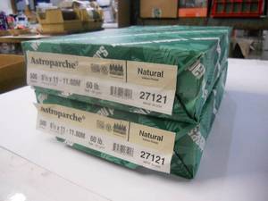 lot 62 image: Astroparche 1000 Sheets - 2 Reams 8-12x11 60# LaserInk Jet Natural Color Velum Finish