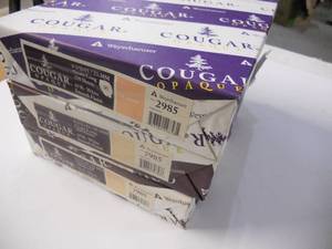 lot 69 image: Cougar Opaque 65# White Smooth Finish CoverCardstock - 2 reams have some corner damage, see pics