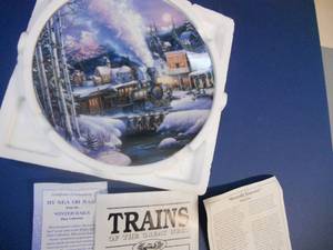 lot 135 image: Trains Moonlit Journey by Kirk Randle - First Issue in the Trains of the Great West Collector Plate