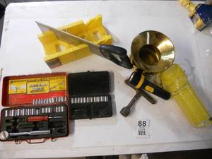lot 88 image: Sockets and cases, Miter Saw, Tractor Wrench, Etc