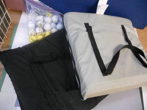 lot 118 image: 2 Stadium Seat Cushions and Bag of Golf Balls
