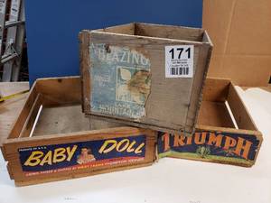 lot 171 image: 3 Old Crates with Cool Labels