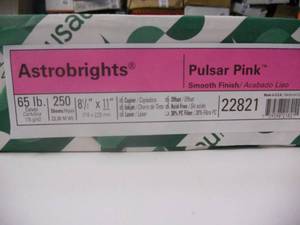 lot 60 image: Astrobrights Pulsar Pink - 250 Sheets 65# CoverCard Stock 8-12x11 CopierInkjetLaserOffset Acid-Free Smooth Finish Cardstock