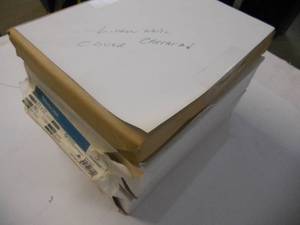 lot 75 image: Linen Carrara White 8-12x11 70# Linen 96 brightness Approximate 1500 Sheets