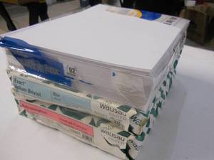 lot 79 image: Astrobrights 8-12x11 Multipurpose Smooth Finish 250 Sheets Fireball Fuchsia, Partial ream of 250 Sheets Exact Vellum Bristol Blue Azul 8-12x11 67# See Pics, and Everyday Copy and Print Paper 92 Brightness White Approximately 500 Sheets