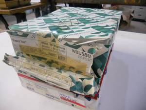 lot 84 image: Red 8-12x11 20# 500 Sheets Text Paper, White 8-12x11 Smooth Finish 500 Paper and 250 CoverCardstock plus Partial Ream