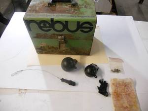 lot 10 image: Downrigger weights with metal case and quick attach for line
