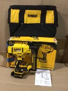 20-Volt MAX XR Lithium-Ion Cordless 18-Gauge Narrow Crown Stapler Kit with Battery 2Ah, Charger and Contractor Bag by DEWALT in good&nbsp condition