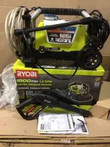 1900 PSI 1.2 GPM Cold Water Wheeled Electric Pressure Washer by RYOBI  USED