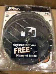 Ridgid Diamond Blade General Purpose Laser Welded Segmented Rim 3 Pack 14 in. in good&nbsp condition