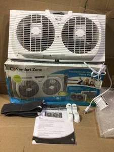 9 in. Twin Window Fan with Manually Reversible Airflow Control by Comfort Zone in good&nbsp condition