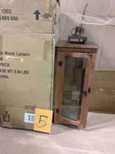 lot 5 image: Hampton Bay 22 in. Rustic Wood Outdoor Patio Lantern with Metal Top by Hampton Bay see pictures