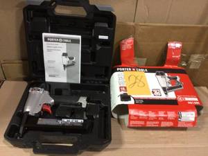 lot 28 image: Pneumatic 18-Gauge 1-12 in. Narrow Crown Stapler Kit by Porter-Cable in good condition