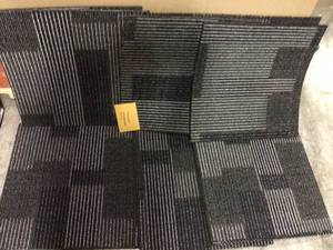 lot 41 image: Square Carpet Tiles Blackgrey Lines 54 Square Feet Total in good condition