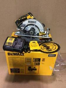 lot 99 image: FLEXVOLT 60-Volt MAX Brushless 7-14 in. Cordless Circular Saw with Brake Kit by DEWALT in good  condition