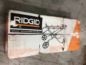 lot 107 image: Universal Mobile Miter Saw Stand with Mounting Braces by RIDGID in good condition