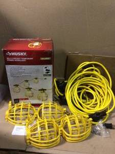 50 ft. 5-Bulb String Caged Work Lights by Husky open box customer return in good condition see pictures