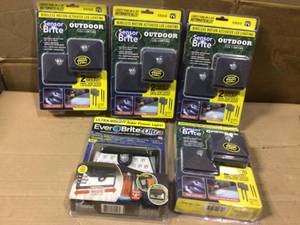 Lot of All Weather Wireless 0.6-Watt Equivalent Integrated LED Gray Motion Activated Outdoor Area Light (2-Pack) by Sensor Briteopen box customer return in good condition see pictures