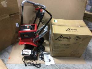 58 Volt 12 in. Cordless Electric TillerCultivator with 3-Position Wheels by Mantis open box customer return in good condition see pictures