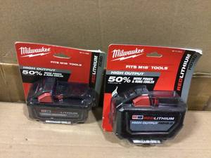 Lot of M18 18-Volt Lithium-Ion High Output Battery Pack by Milwaukee open box customer return in good condition see pictures