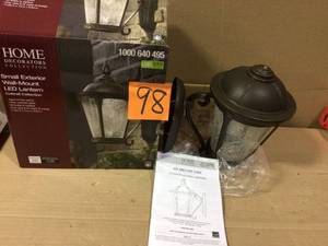 Home Decorators Collection HB7039-246 Outdoor Age Bronze Patina LED Wall Lantern open box customer return in good condition see pictures