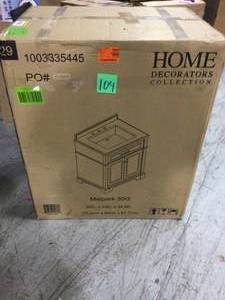 Home Decorators Melpark 30 in. W x 22 in. D Bath Vanity in Dove Grey with Cultured Marble Vanity Top in White with White Sink not used