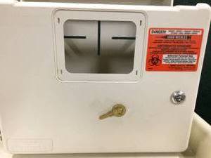 lot 52 image: 2 Safety Needles Storage Boxes With Keys - Great Condition