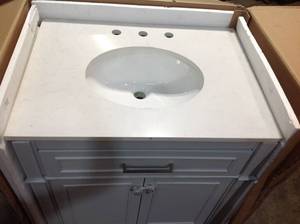 Melpark 30 in. W x 22 in. D Bath Vanity in Dove Grey with Cultured Marble Vanity Top in White with White Sink by Home Decorator see pictures                  s Collection