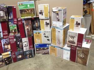 LOT OF ASSORTED INDOOROUTDOOR LIGHTING  OPEN BOXES SEE PICTURES