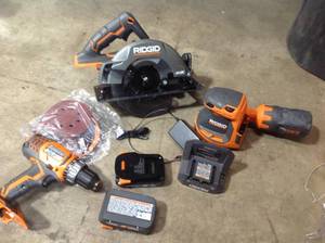 Ridgid 18V Cordless 3-Tool Combo Kit with  2.0 Ah Batteries, Charger, Bag,open box see pictures