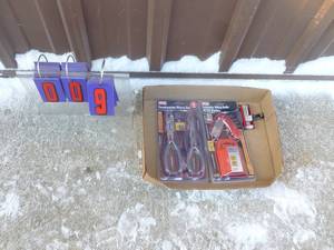 Flat of pliers, utility knife & hex keys. As shown.