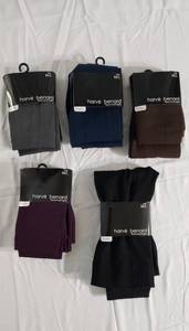 5 pair fleece lined footless tights sz ML