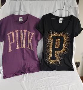 5 Victorias Secret PINK short sleeve shirts sz medium