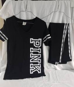 Victorias Secret PINK brand work out leggings set. Shirt sz small, Leggings sz Large
