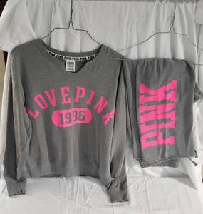 Victorias Secret PINK brand sweat set (top sz small & pants sz large) and one sleep short set (sz medium)