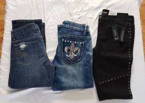 1 pair sz 6 new with tags Ana brand black Jeggings & 2 pair jean capris (sz 7 & 9)