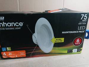 56 in. 75W Equivalent Soft White 2700K Dimmable CEC Integrated LED Retrofit White Recessed Light Trim Downlight(6-Pack) by Feit Electric-open box slightly used