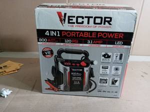 800 Peak Amp Jump Starter with 120 PSI Compressor by Vector - open box not used