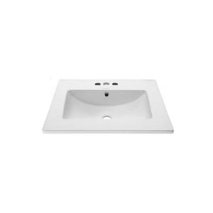 24 in. Ceramic Vanity Top with 3-Faucet Holes with White Basin by Swiss Madison- open box not used