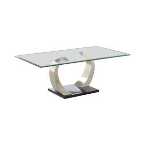 Shearwater 50 in. ChromeClear Large Rectangle Glass Coffee Table with Pedestal Base by Coaster Home Furnishings- open box not used