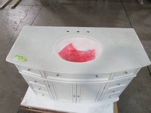 lot 205 image: Home Decorators Collection Hampton Harbor 45 in. W x 22 in. D Bath Vanity in White with Natural Marble Vanity Top in White Natural BF-23148-WH